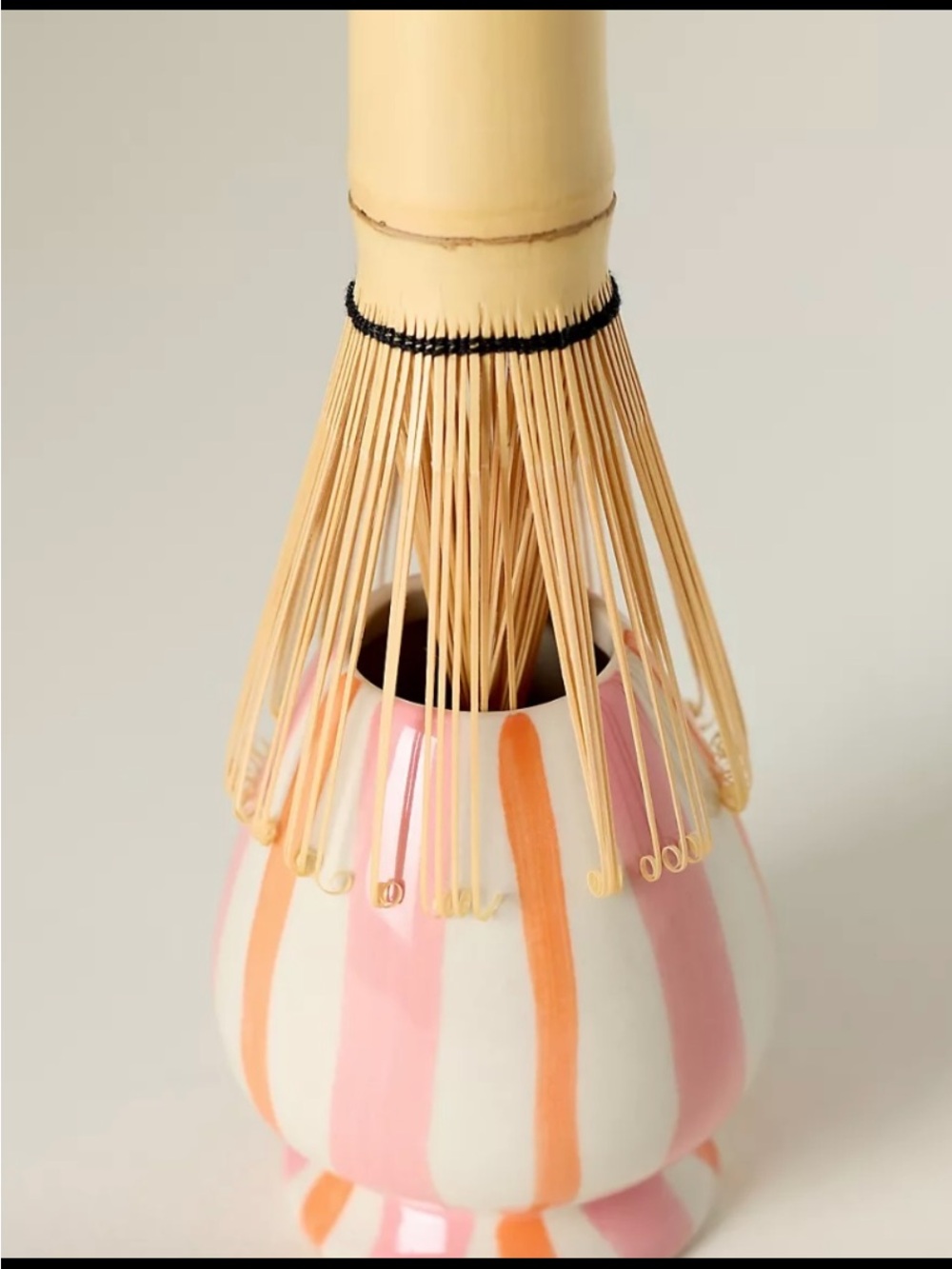 Anthropologie Match Whisk Holder Pink & Orange Striped.